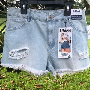 REWASH Super High Rise Wedge Cutoff Jean Shorts 9/29 NWT